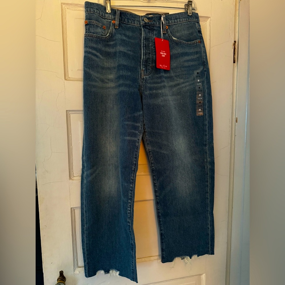 Lucky brand 90’s loose high-rise crop jeans with raw hem